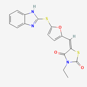 molecular formula C17H13N3O3S2 B4756570 5-{[5-(1H-benzimidazol-2-ylthio)-2-furyl]methylene}-3-ethyl-1,3-thiazolidine-2,4-dione 