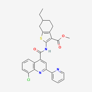 molecular formula C27H24ClN3O3S B4756661 methyl 2-({[8-chloro-2-(2-pyridinyl)-4-quinolinyl]carbonyl}amino)-6-ethyl-4,5,6,7-tetrahydro-1-benzothiophene-3-carboxylate 