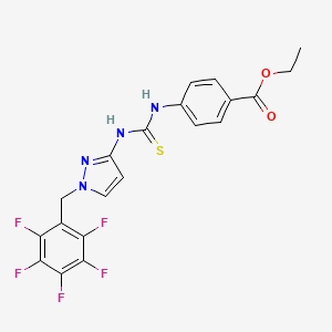 molecular formula C20H15F5N4O2S B4756713 ethyl 4-[({[1-(pentafluorobenzyl)-1H-pyrazol-3-yl]amino}carbonothioyl)amino]benzoate 