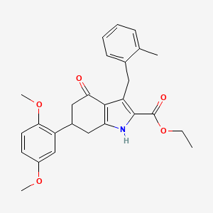 molecular formula C27H29NO5 B4756732 ethyl 6-(2,5-dimethoxyphenyl)-3-(2-methylbenzyl)-4-oxo-4,5,6,7-tetrahydro-1H-indole-2-carboxylate 