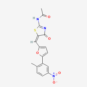 molecular formula C17H13N3O5S B4756753 N-(5-{[5-(2-methyl-5-nitrophenyl)-2-furyl]methylene}-4-oxo-1,3-thiazolidin-2-ylidene)acetamide 