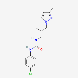 molecular formula C15H19ClN4O B4756768 N-(4-chlorophenyl)-N'-[2-methyl-3-(3-methyl-1H-pyrazol-1-yl)propyl]urea 