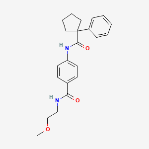 molecular formula C22H26N2O3 B4756779 N-(2-methoxyethyl)-4-{[(1-phenylcyclopentyl)carbonyl]amino}benzamide 