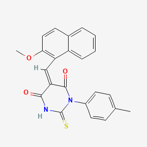 molecular formula C23H18N2O3S B4756790 5-[(2-methoxy-1-naphthyl)methylene]-1-(4-methylphenyl)-2-thioxodihydro-4,6(1H,5H)-pyrimidinedione 