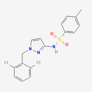 molecular formula C17H15Cl2N3O2S B4756796 N-[1-(2,6-dichlorobenzyl)-1H-pyrazol-3-yl]-4-methylbenzenesulfonamide 