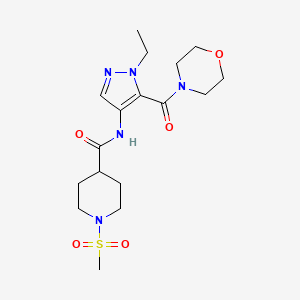 molecular formula C17H27N5O5S B4756856 N-[1-ethyl-5-(4-morpholinylcarbonyl)-1H-pyrazol-4-yl]-1-(methylsulfonyl)-4-piperidinecarboxamide 