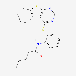 molecular formula C21H23N3OS2 B4756920 N-[2-(5,6,7,8-tetrahydro[1]benzothieno[2,3-d]pyrimidin-4-ylthio)phenyl]pentanamide 