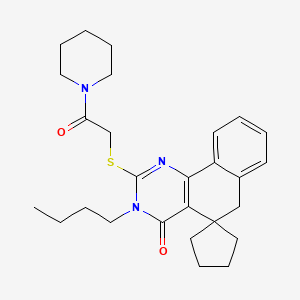 3-butyl-2-{[2-oxo-2-(1-piperidinyl)ethyl]thio}-3H-spiro[benzo[h]quinazoline-5,1'-cyclopentan]-4(6H)-one