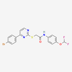 molecular formula C19H14BrF2N3O2S B4756939 2-{[4-(4-bromophenyl)-2-pyrimidinyl]thio}-N-[4-(difluoromethoxy)phenyl]acetamide 