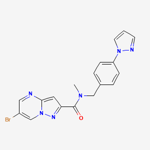 molecular formula C18H15BrN6O B4756990 6-bromo-N-methyl-N-[4-(1H-pyrazol-1-yl)benzyl]pyrazolo[1,5-a]pyrimidine-2-carboxamide 