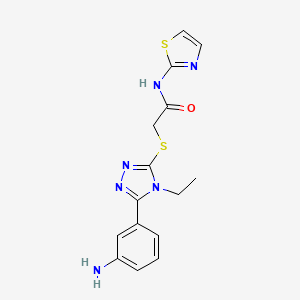 molecular formula C15H16N6OS2 B4757011 2-{[5-(3-aminophenyl)-4-ethyl-4H-1,2,4-triazol-3-yl]thio}-N-1,3-thiazol-2-ylacetamide 