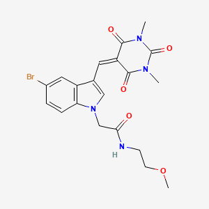 molecular formula C20H21BrN4O5 B4757040 2-{5-bromo-3-[(1,3-dimethyl-2,4,6-trioxotetrahydro-5(2H)-pyrimidinylidene)methyl]-1H-indol-1-yl}-N-(2-methoxyethyl)acetamide 