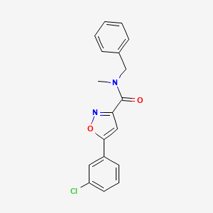 molecular formula C18H15ClN2O2 B4757081 N-benzyl-5-(3-chlorophenyl)-N-methyl-3-isoxazolecarboxamide 