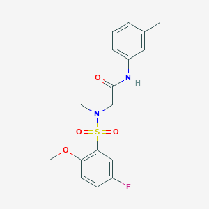molecular formula C17H19FN2O4S B4757096 N~2~-[(5-fluoro-2-methoxyphenyl)sulfonyl]-N~2~-methyl-N~1~-(3-methylphenyl)glycinamide 