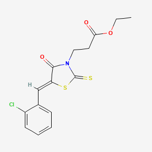 molecular formula C15H14ClNO3S2 B4757108 ethyl 3-[5-(2-chlorobenzylidene)-4-oxo-2-thioxo-1,3-thiazolidin-3-yl]propanoate 