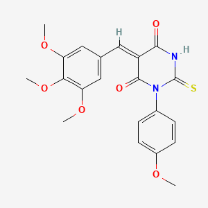 molecular formula C21H20N2O6S B4757134 1-(4-methoxyphenyl)-2-thioxo-5-(3,4,5-trimethoxybenzylidene)dihydro-4,6(1H,5H)-pyrimidinedione 