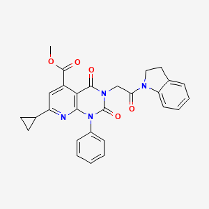 molecular formula C28H24N4O5 B4757162 methyl 7-cyclopropyl-3-[2-(2,3-dihydro-1H-indol-1-yl)-2-oxoethyl]-2,4-dioxo-1-phenyl-1,2,3,4-tetrahydropyrido[2,3-d]pyrimidine-5-carboxylate 