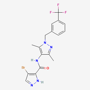 molecular formula C17H15BrF3N5O B4757172 4-bromo-N-{3,5-dimethyl-1-[3-(trifluoromethyl)benzyl]-1H-pyrazol-4-yl}-1H-pyrazole-3-carboxamide 