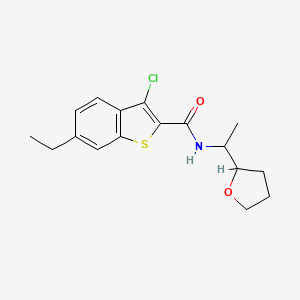 molecular formula C17H20ClNO2S B4757190 3-chloro-6-ethyl-N-[1-(tetrahydro-2-furanyl)ethyl]-1-benzothiophene-2-carboxamide 