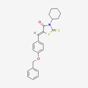 molecular formula C23H23NO2S2 B4757197 5-[4-(benzyloxy)benzylidene]-3-cyclohexyl-2-thioxo-1,3-thiazolidin-4-one 