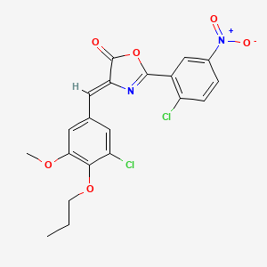 molecular formula C20H16Cl2N2O6 B4757208 4-(3-chloro-5-methoxy-4-propoxybenzylidene)-2-(2-chloro-5-nitrophenyl)-1,3-oxazol-5(4H)-one 