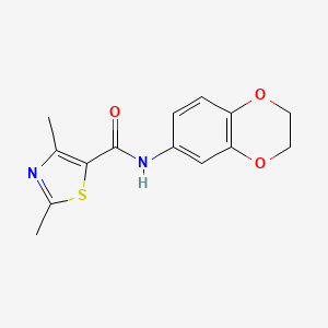 molecular formula C14H14N2O3S B4757224 N-(2,3-dihydro-1,4-benzodioxin-6-yl)-2,4-dimethyl-1,3-thiazole-5-carboxamide 