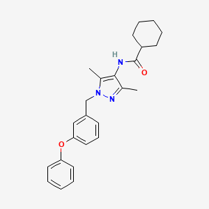 molecular formula C25H29N3O2 B4757229 N-[3,5-dimethyl-1-(3-phenoxybenzyl)-1H-pyrazol-4-yl]cyclohexanecarboxamide 