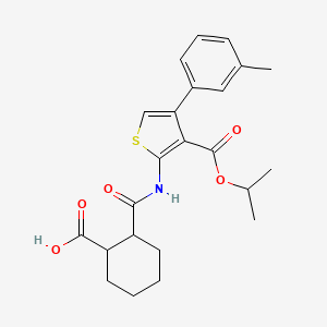 molecular formula C23H27NO5S B4757310 2-({[3-(isopropoxycarbonyl)-4-(3-methylphenyl)-2-thienyl]amino}carbonyl)cyclohexanecarboxylic acid 