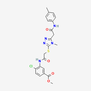 molecular formula C22H22ClN5O4S B4757336 methyl 4-chloro-3-({[(4-methyl-5-{2-[(4-methylphenyl)amino]-2-oxoethyl}-4H-1,2,4-triazol-3-yl)thio]acetyl}amino)benzoate 