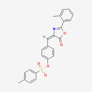molecular formula C24H19NO5S B4757350 4-{[2-(2-methylphenyl)-5-oxo-1,3-oxazol-4(5H)-ylidene]methyl}phenyl 4-methylbenzenesulfonate 