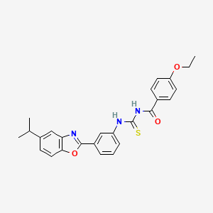 molecular formula C26H25N3O3S B4757493 4-ethoxy-N-({[3-(5-isopropyl-1,3-benzoxazol-2-yl)phenyl]amino}carbonothioyl)benzamide 