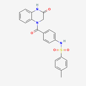 molecular formula C22H19N3O4S B4757530 4-methyl-N-{4-[(3-oxo-3,4-dihydro-1(2H)-quinoxalinyl)carbonyl]phenyl}benzenesulfonamide 