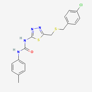 molecular formula C18H17ClN4OS2 B4757549 N-(5-{[(4-chlorobenzyl)thio]methyl}-1,3,4-thiadiazol-2-yl)-N'-(4-methylphenyl)urea 