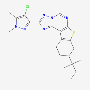 molecular formula C21H25ClN6S B4757623 2-(4-chloro-1,5-dimethyl-1H-pyrazol-3-yl)-9-(1,1-dimethylpropyl)-8,9,10,11-tetrahydro[1]benzothieno[3,2-e][1,2,4]triazolo[1,5-c]pyrimidine 