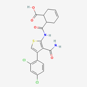 molecular formula C19H16Cl2N2O4S B4757630 6-({[3-(aminocarbonyl)-4-(2,4-dichlorophenyl)-2-thienyl]amino}carbonyl)-3-cyclohexene-1-carboxylic acid 