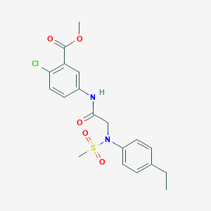 molecular formula C19H21ClN2O5S B4757636 methyl 2-chloro-5-{[N-(4-ethylphenyl)-N-(methylsulfonyl)glycyl]amino}benzoate 