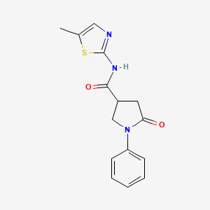 molecular formula C15H15N3O2S B4757673 N-(5-methyl-1,3-thiazol-2-yl)-5-oxo-1-phenyl-3-pyrrolidinecarboxamide 
