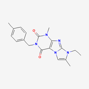 molecular formula C19H21N5O2 B4757687 8-ethyl-1,7-dimethyl-3-(4-methylbenzyl)-1H-imidazo[2,1-f]purine-2,4(3H,8H)-dione 