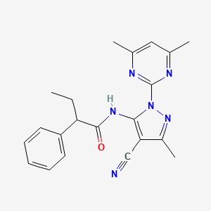 molecular formula C21H22N6O B4757695 N-[4-cyano-1-(4,6-dimethyl-2-pyrimidinyl)-3-methyl-1H-pyrazol-5-yl]-2-phenylbutanamide 