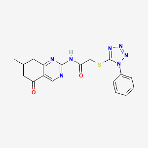 molecular formula C18H17N7O2S B4757703 N-(7-methyl-5-oxo-5,6,7,8-tetrahydro-2-quinazolinyl)-2-[(1-phenyl-1H-tetrazol-5-yl)thio]acetamide 
