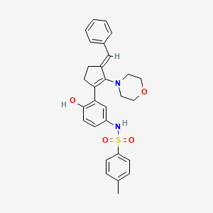 molecular formula C29H30N2O4S B4757718 N-{3-[3-benzylidene-2-(4-morpholinyl)-1-cyclopenten-1-yl]-4-hydroxyphenyl}-4-methylbenzenesulfonamide 