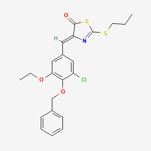 molecular formula C22H22ClNO3S2 B4757770 4-[4-(benzyloxy)-3-chloro-5-ethoxybenzylidene]-2-(propylthio)-1,3-thiazol-5(4H)-one 
