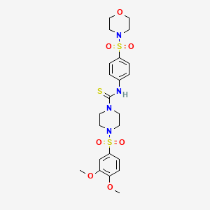 molecular formula C23H30N4O7S3 B4757820 4-[(3,4-dimethoxyphenyl)sulfonyl]-N-[4-(4-morpholinylsulfonyl)phenyl]-1-piperazinecarbothioamide 