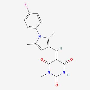 molecular formula C18H16FN3O3 B4757825 5-{[1-(4-fluorophenyl)-2,5-dimethyl-1H-pyrrol-3-yl]methylene}-1-methyl-2,4,6(1H,3H,5H)-pyrimidinetrione 