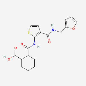 molecular formula C18H20N2O5S B4757842 2-{[(3-{[(2-furylmethyl)amino]carbonyl}-2-thienyl)amino]carbonyl}cyclohexanecarboxylic acid 