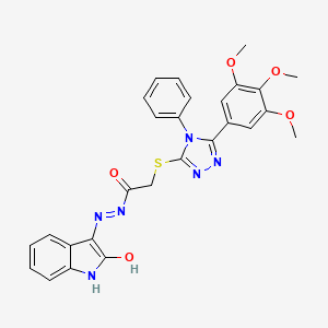 molecular formula C27H24N6O5S B4757850 N'-(2-oxo-1,2-dihydro-3H-indol-3-ylidene)-2-{[4-phenyl-5-(3,4,5-trimethoxyphenyl)-4H-1,2,4-triazol-3-yl]thio}acetohydrazide 