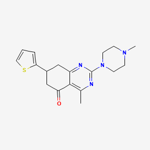 molecular formula C18H22N4OS B4757862 4-methyl-2-(4-methyl-1-piperazinyl)-7-(2-thienyl)-7,8-dihydro-5(6H)-quinazolinone 