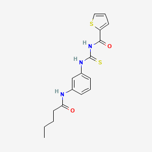 molecular formula C17H19N3O2S2 B4757888 N-({[3-(pentanoylamino)phenyl]amino}carbonothioyl)-2-thiophenecarboxamide 