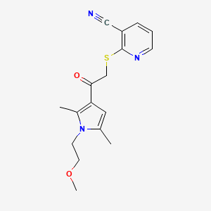 molecular formula C17H19N3O2S B4757898 2-({2-[1-(2-methoxyethyl)-2,5-dimethyl-1H-pyrrol-3-yl]-2-oxoethyl}thio)nicotinonitrile 