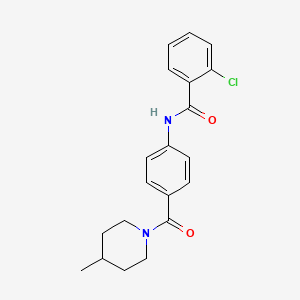 molecular formula C20H21ClN2O2 B4757900 2-chloro-N-{4-[(4-methyl-1-piperidinyl)carbonyl]phenyl}benzamide 